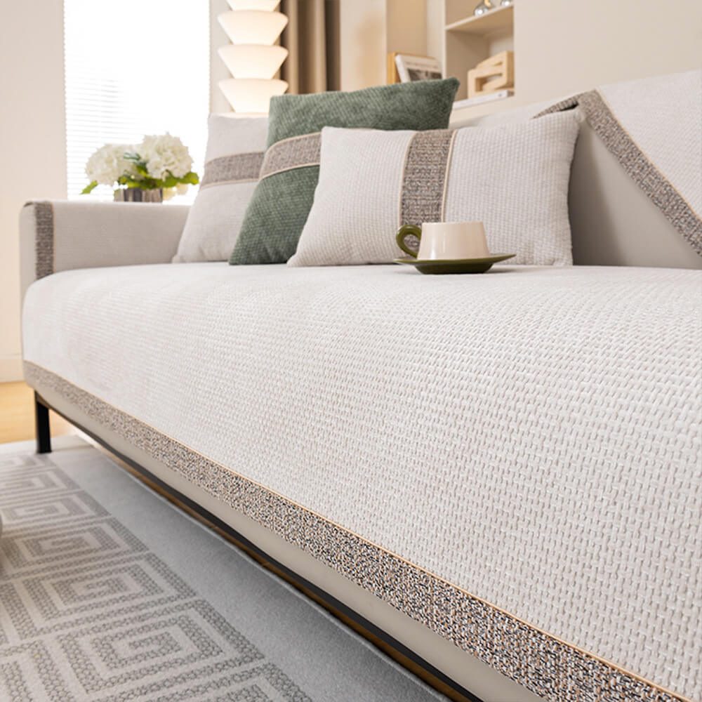 All-Season Moderne Tweed Geweven Chenille Antislip Bankhoes