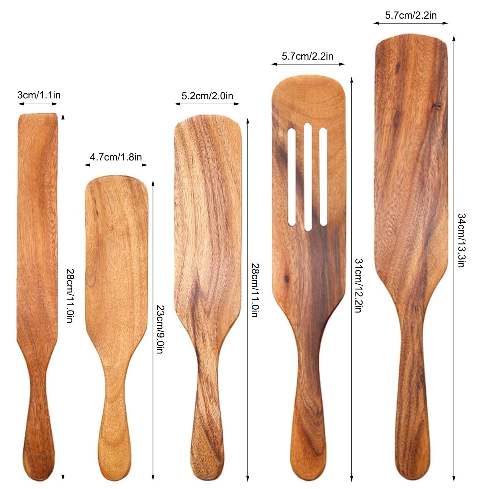 Teak Spurtle Spatelset - De Perfecte Partner voor Gietijzeren Kookgerei