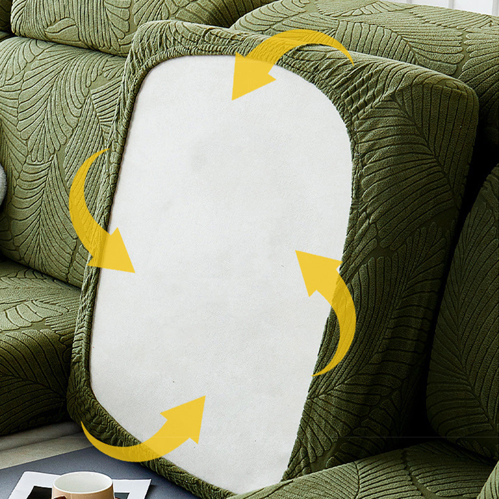 Moderne Blad Jacquard Waterdichte Anti-Kras Stretch Volledige Bekleding voor Bank