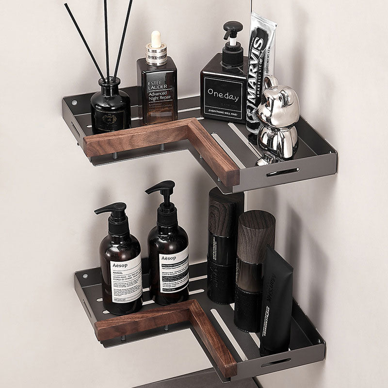 Geen-Boorgaten Walnoot Wandopslagrek – Snelle Afvoer & Sterke Draagkracht