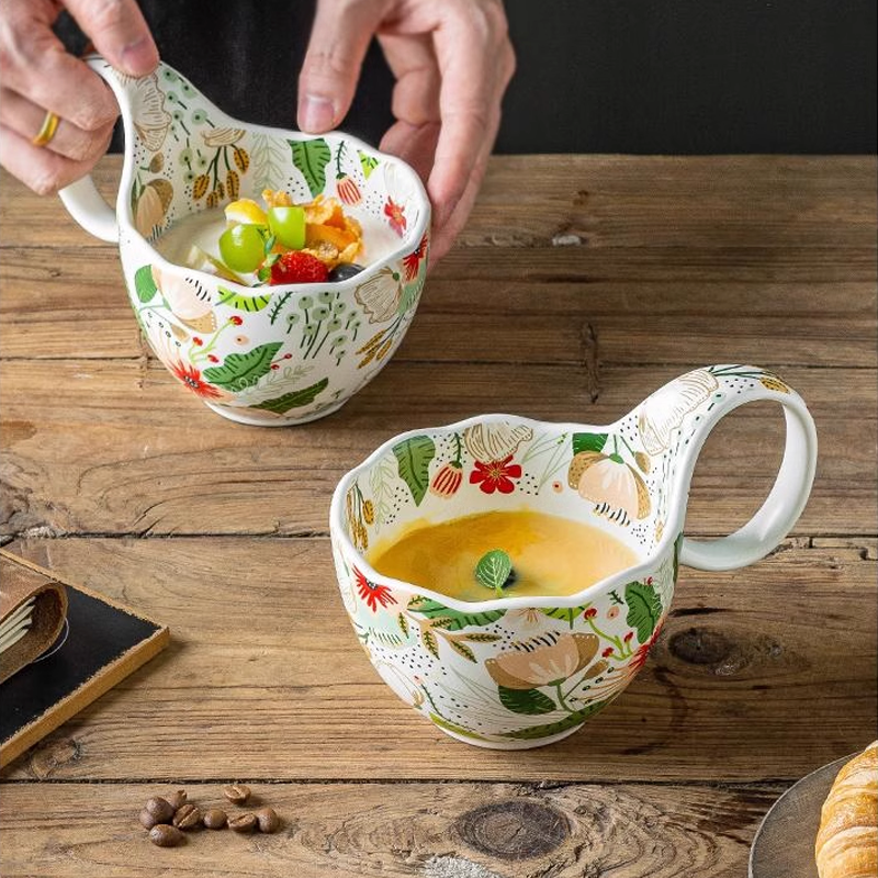 Keramische Gebogen Handvat Mok - Grote Capaciteit