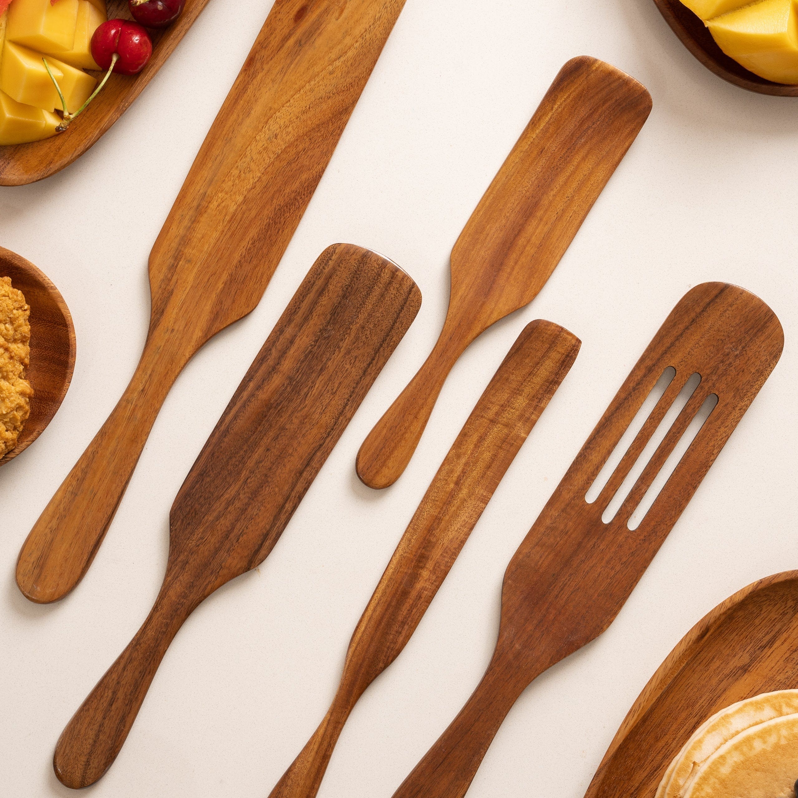 Teak Spurtle Spatelset - De Perfecte Partner voor Gietijzeren Kookgerei