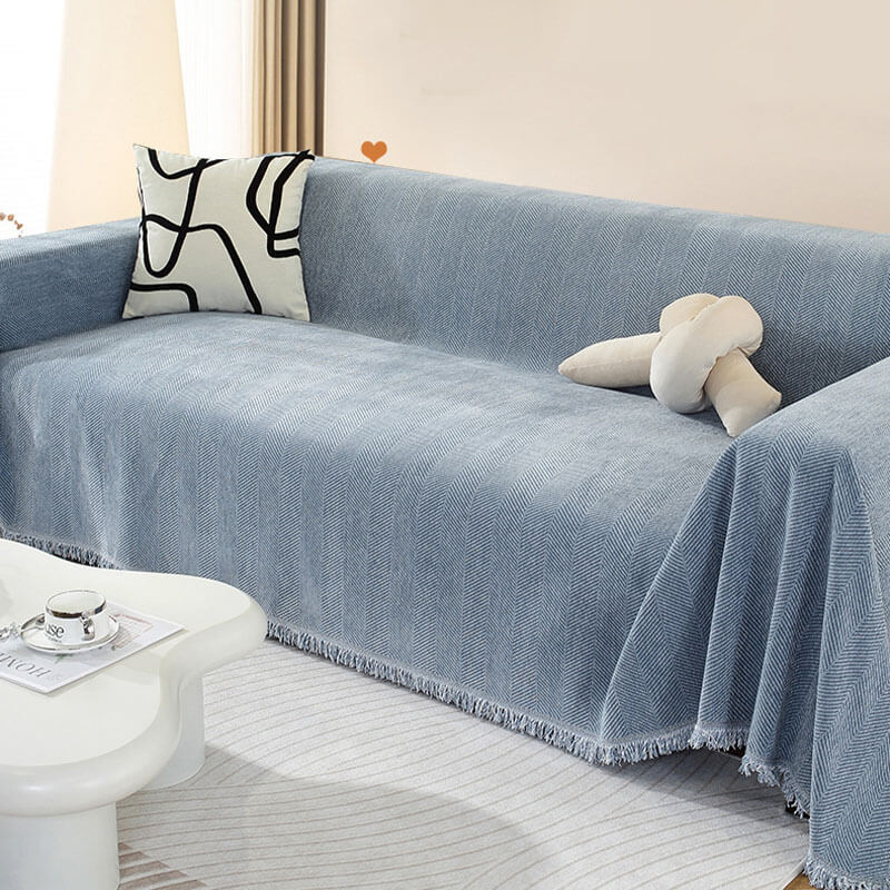 Chenille Dekentje Herringbone Kwast Bankbedekking