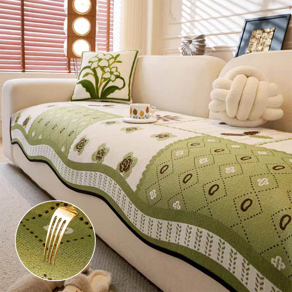 Chenille Krabbestendig Stof Pastorale Stijl Ongelijkvormige Antislip Bankhoes