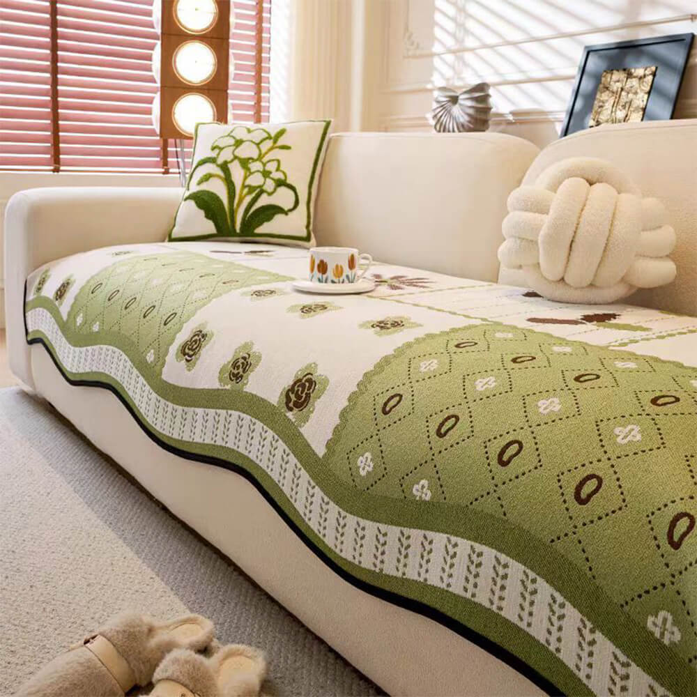 Chenille Krabbestendig Stof Pastorale Stijl Ongelijkvormige Antislip Bankhoes