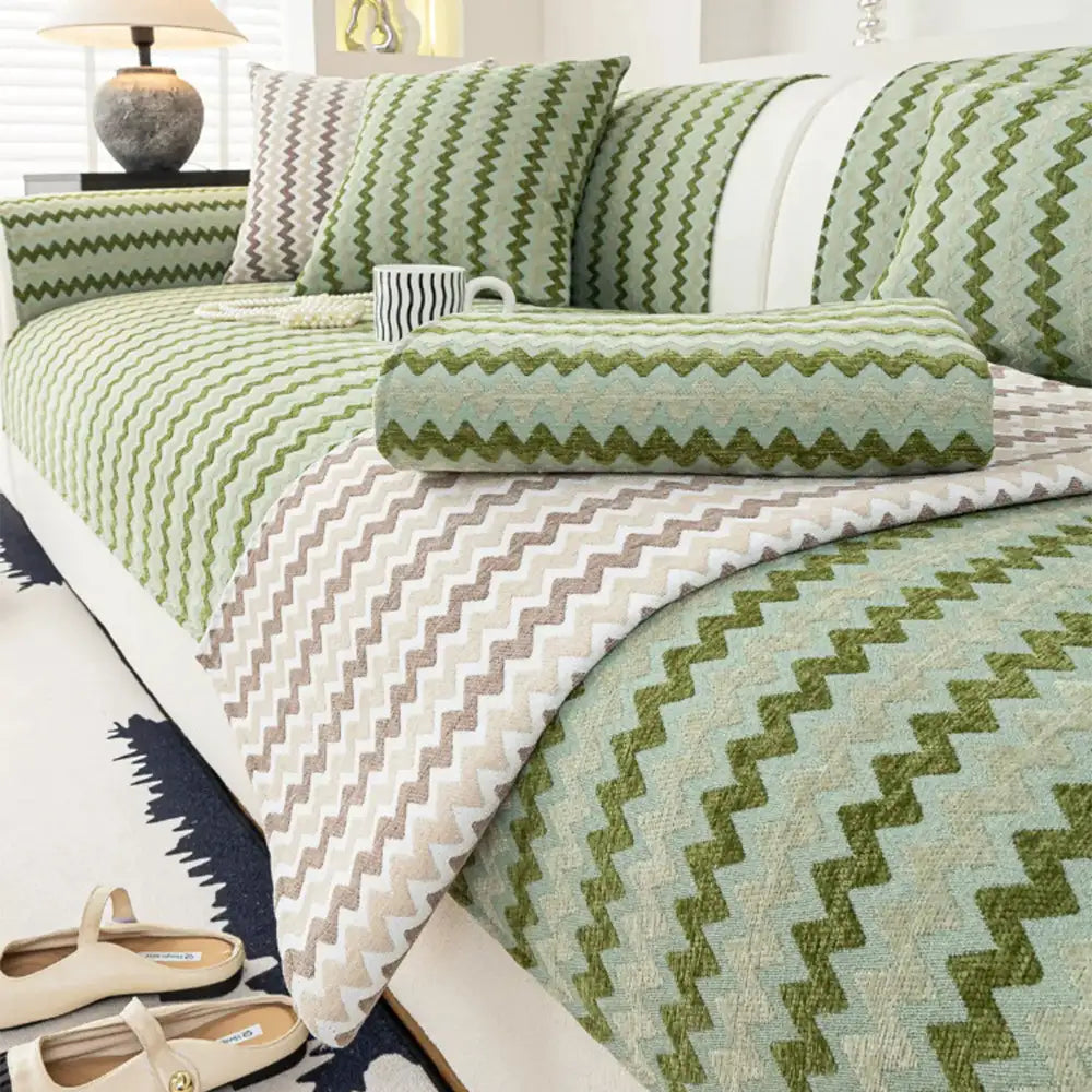 Chenille Art Golfkarton Ademend Antislip Bankhoes