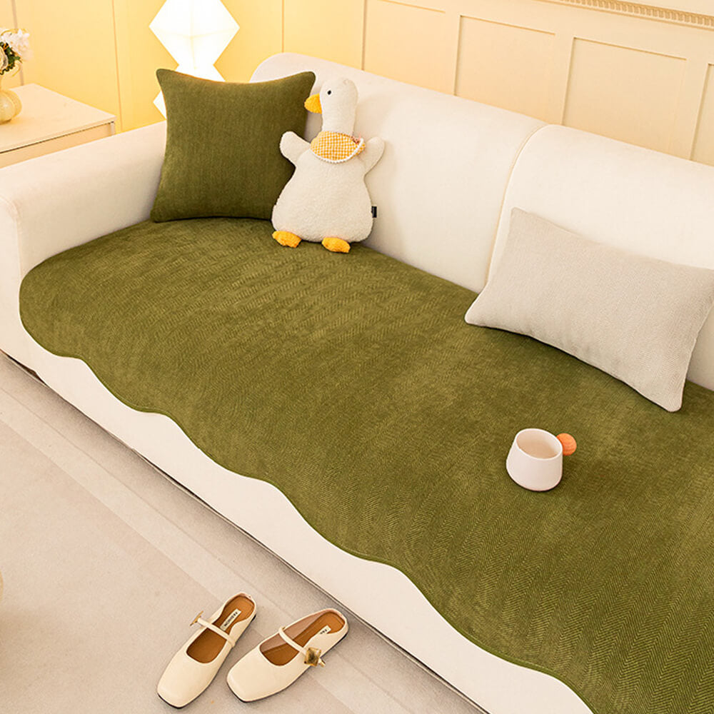 Minimalistische Herringbone Chenille Antislip Golvende Rand Bankhoes