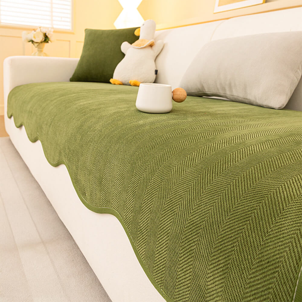 Minimalistische Herringbone Chenille Antislip Golvende Rand Bankhoes