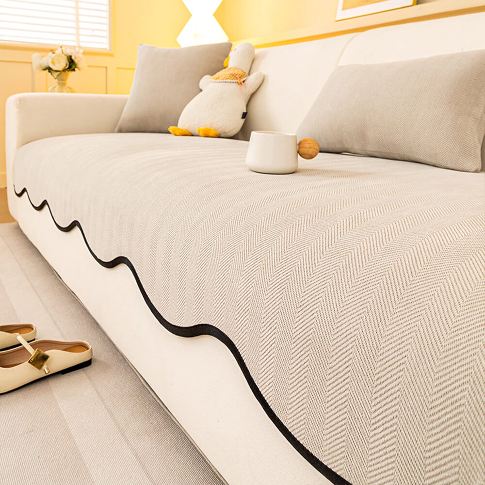 Minimalistische Herringbone Chenille Antislip Golvende Rand Bankhoes