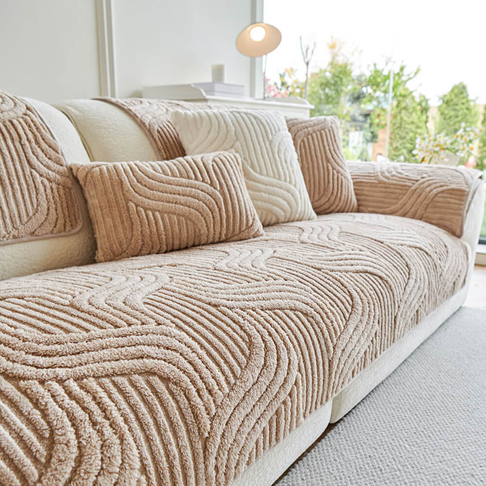 Moderne Geometrische Zachte Pluche Antislip Sofa Bescherming Bankhoes