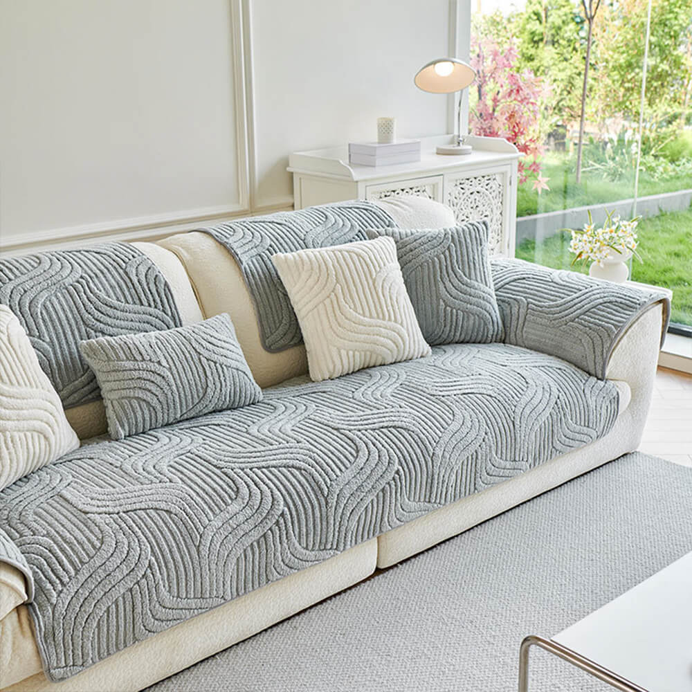 Moderne Geometrische Zachte Pluche Antislip Sofa Bescherming Bankhoes