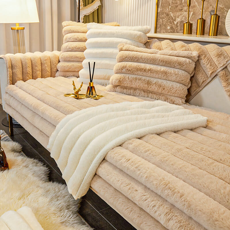 Gestreepte Verstevigde Pluche Anti-slip Bankhoes