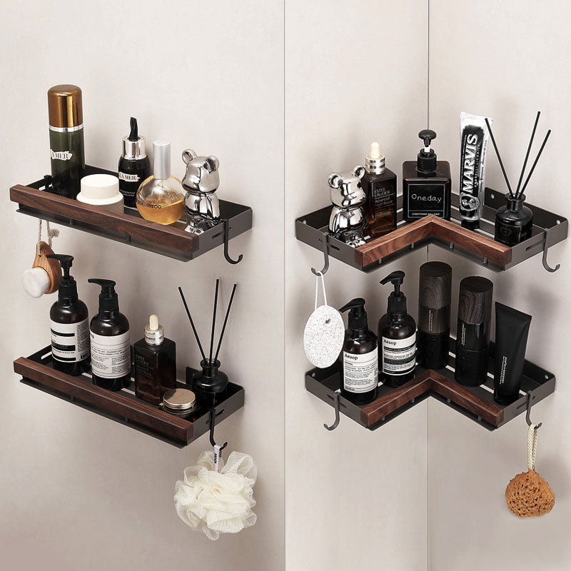 Geen-Boorgaten Walnoot Wandopslagrek – Snelle Afvoer & Sterke Draagkracht