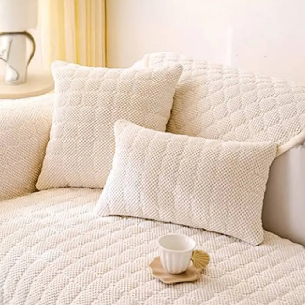 Gezellige Gequiltte Ruit Corduroy Verstevigde Antislip Bankhoes