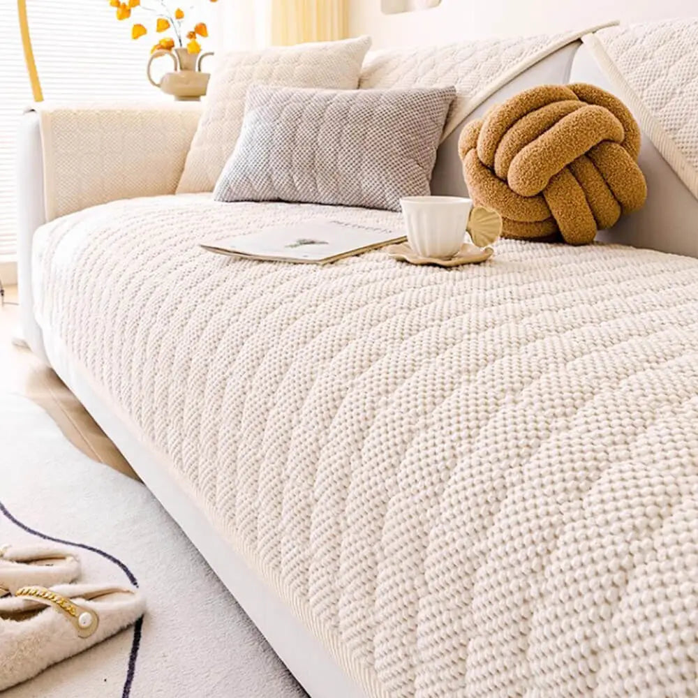 Gezellige Gequiltte Ruit Corduroy Verstevigde Antislip Bankhoes