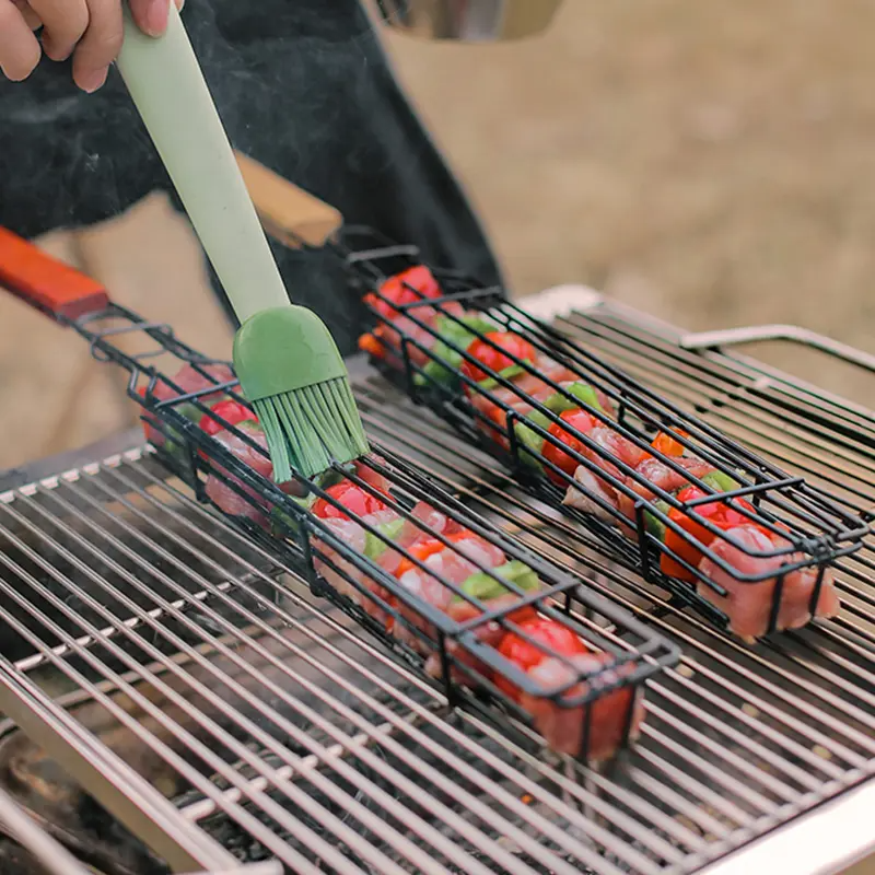 Houten Handvat Buiten BBQ Mand: Spiesvrij Grillen