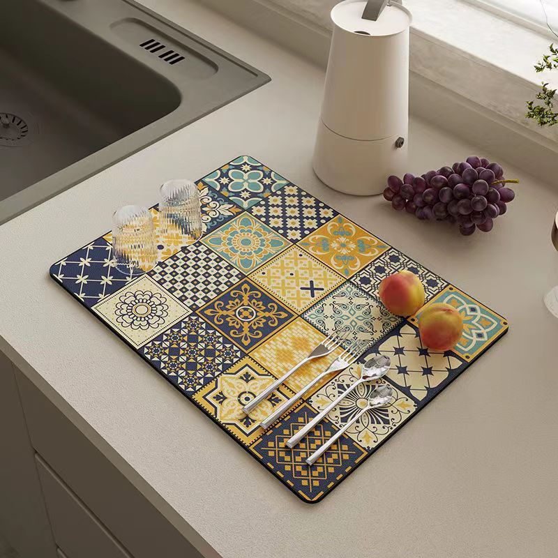 Super Grote Retro Sneldrogende Waterafvoermat voor Keuken Bar Aanrechtbladen