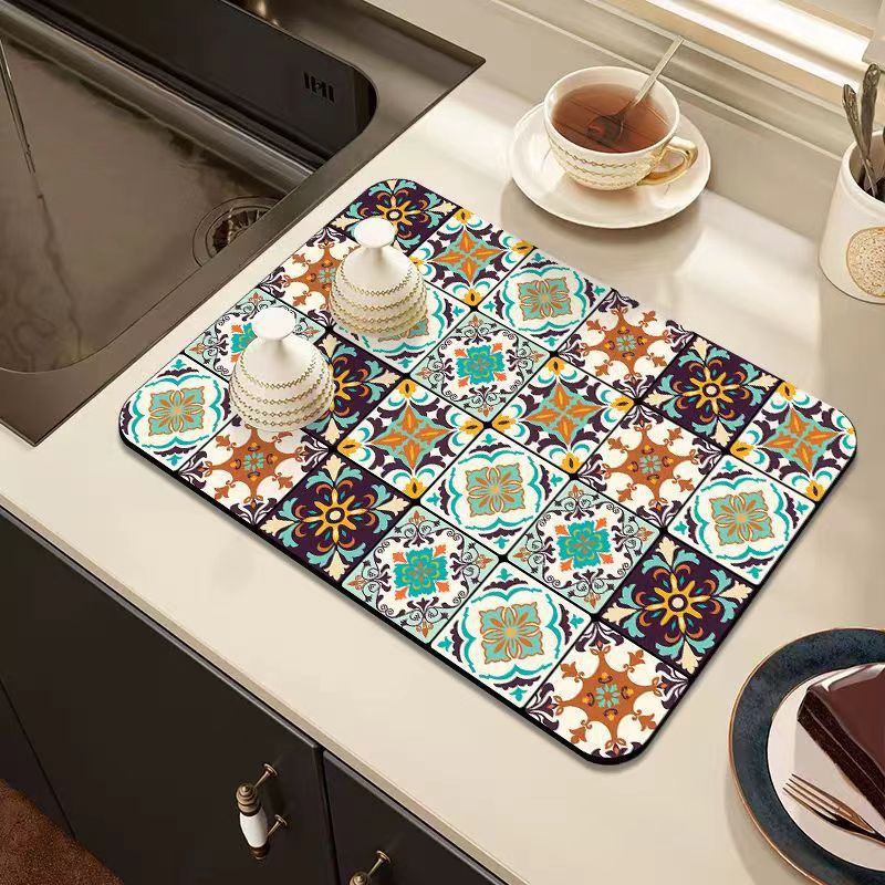 Super Grote Retro Sneldrogende Waterafvoermat voor Keuken Bar Aanrechtbladen