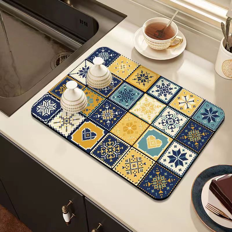Super Grote Retro Sneldrogende Waterafvoermat voor Keuken Bar Aanrechtbladen