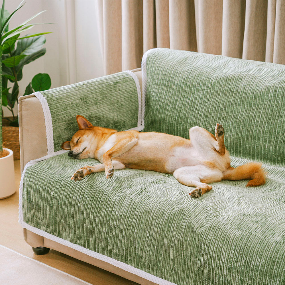 All-Seizoenen Antislip Gestreepte Huisdier Tapijt Meubelbeschermer met Armleuning Bankhoes - Blijf Stil