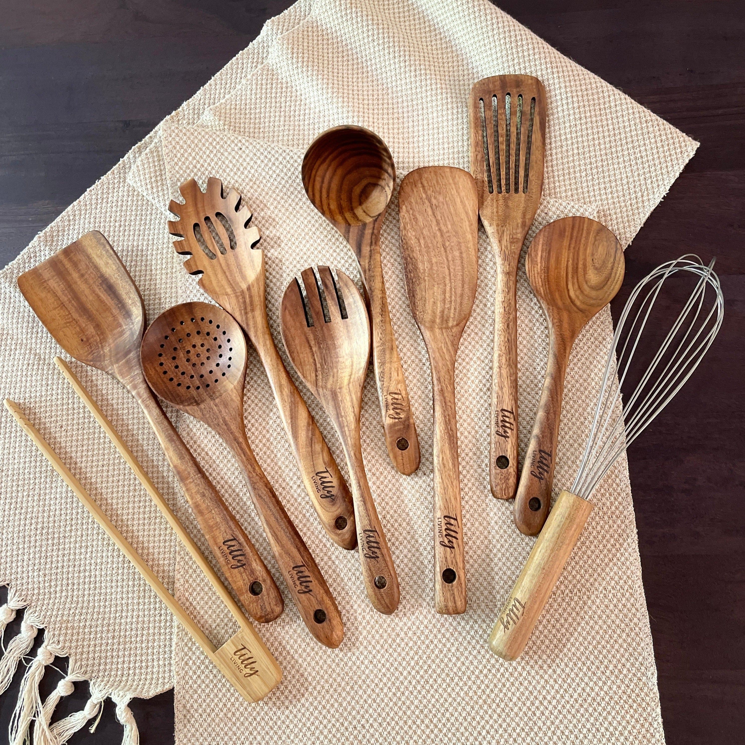 10-delige Teak Houten Keukengerei Set