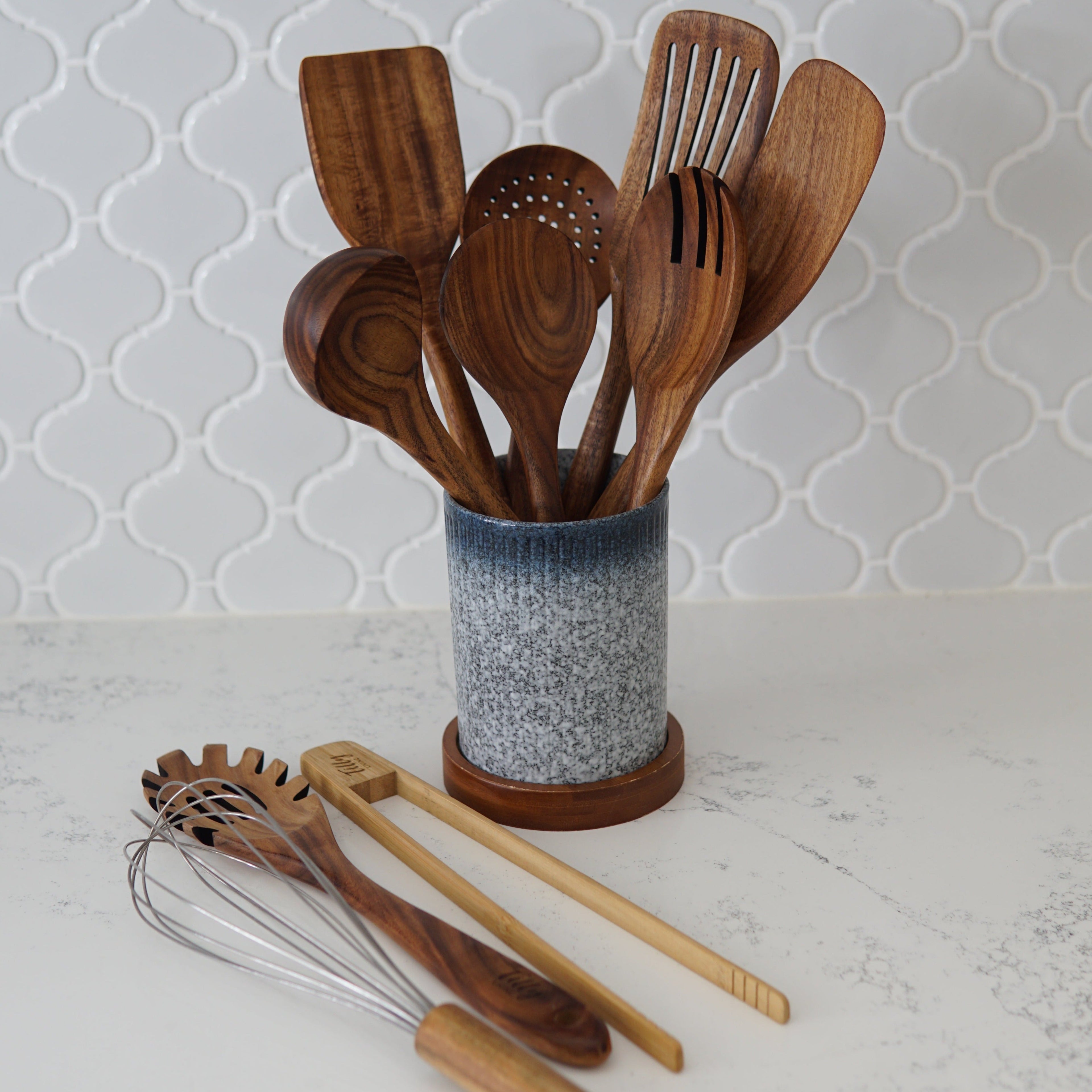 10-delige Teak Houten Keukengerei Set