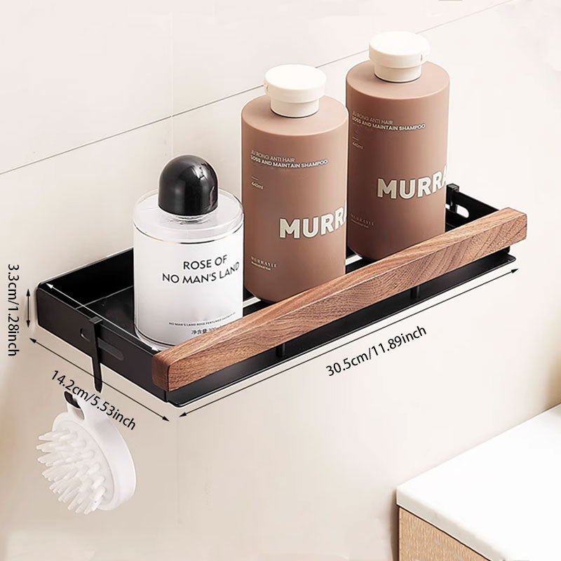 Geen-Boorgaten Walnoot Wandopslagrek – Snelle Afvoer & Sterke Draagkracht