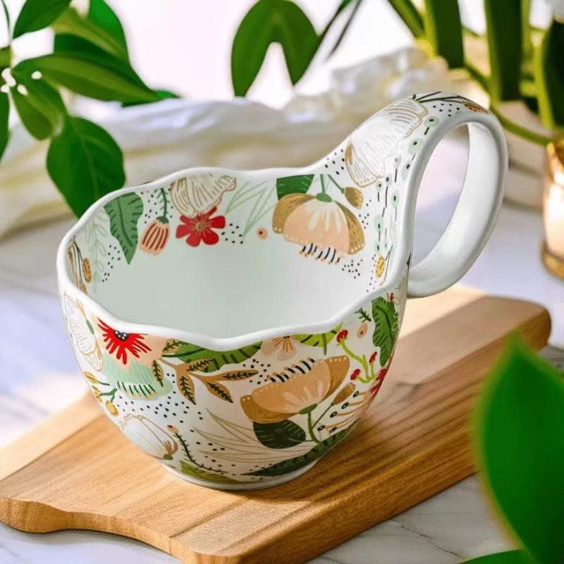 Keramische Gebogen Handvat Mok - Grote Capaciteit