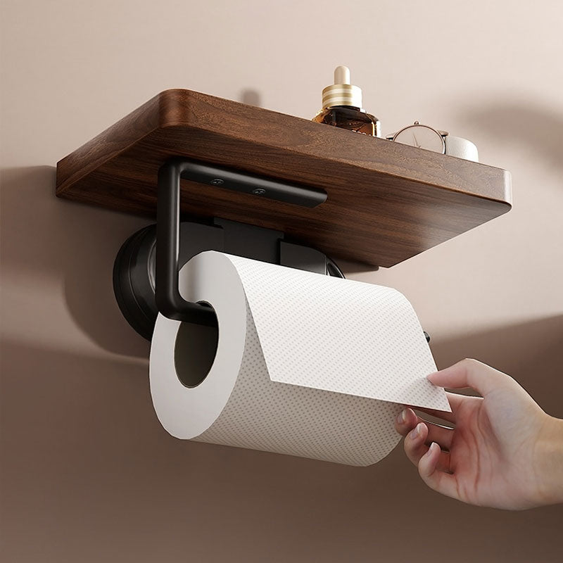 Walnoten IJzeren Zuigpapierrolhouder – Sterk Dragend & Waterdicht Ontwerp