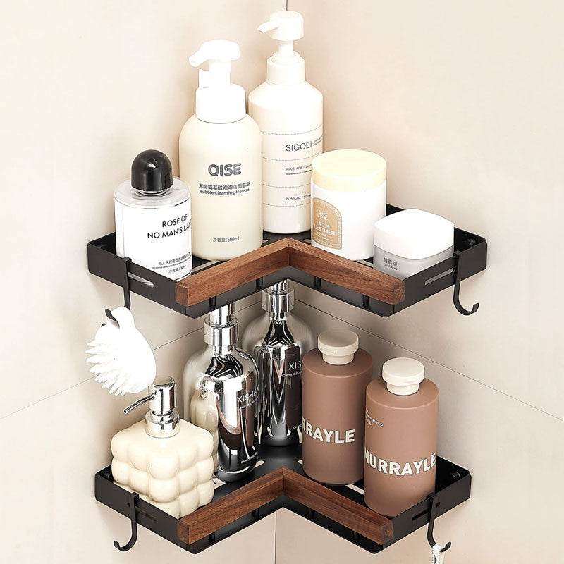 Geen-Boorgaten Walnoot Wandopslagrek – Snelle Afvoer & Sterke Draagkracht