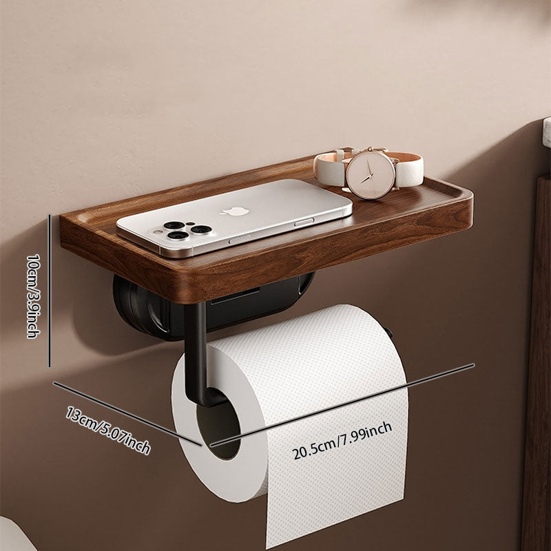Walnoten IJzeren Zuigpapierrolhouder – Sterk Dragend & Waterdicht Ontwerp