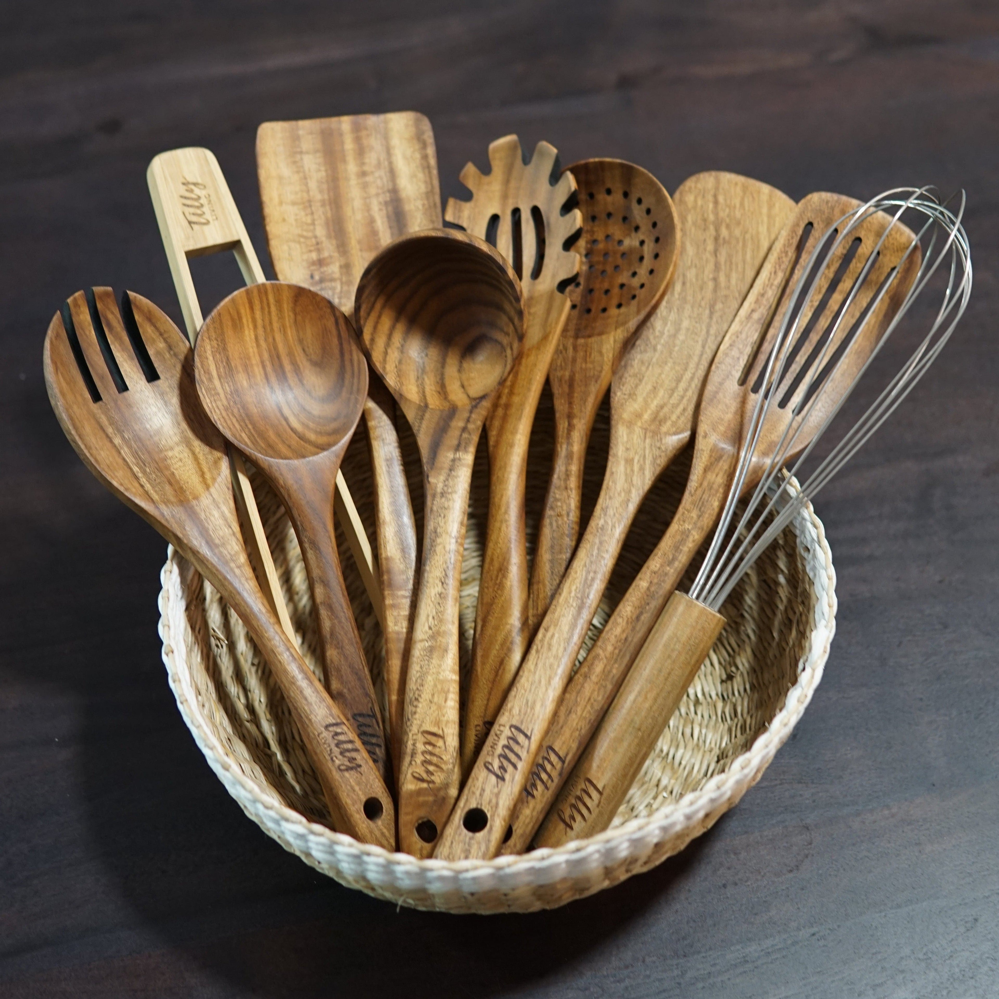 10-delige Teak Houten Keukengerei Set