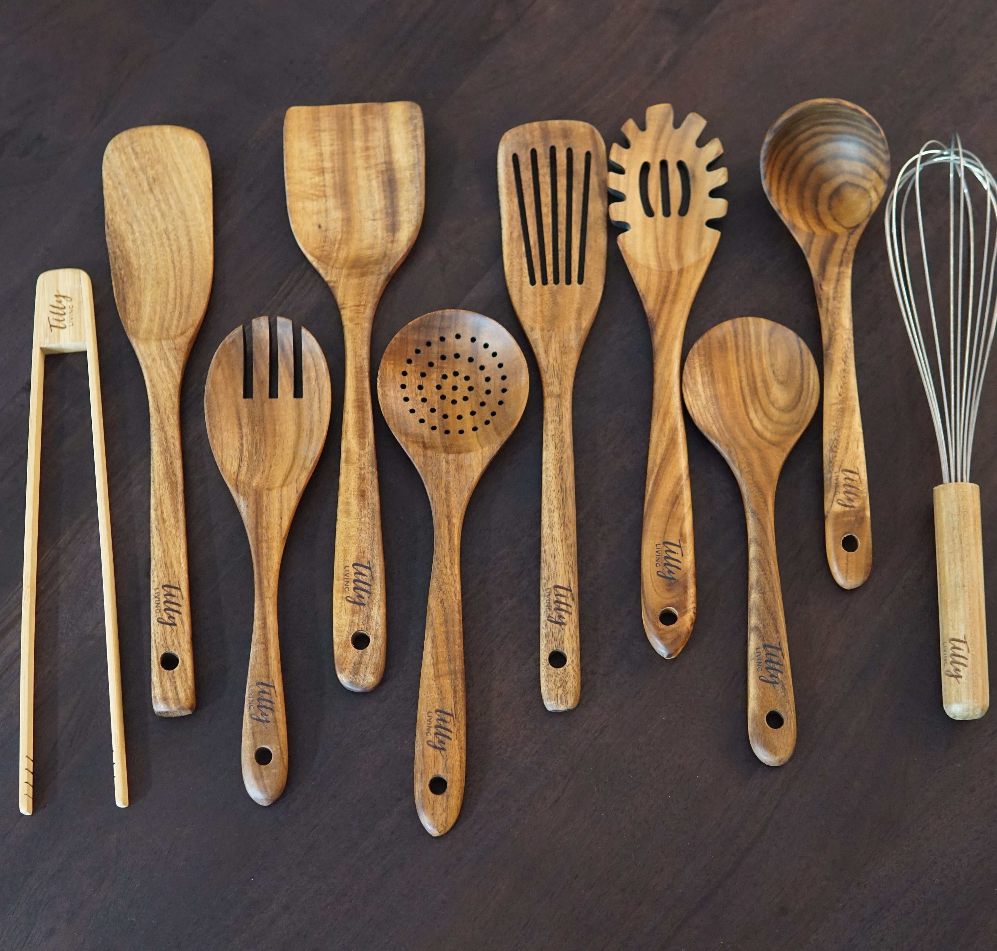 10-delige Teak Houten Keukengerei Set