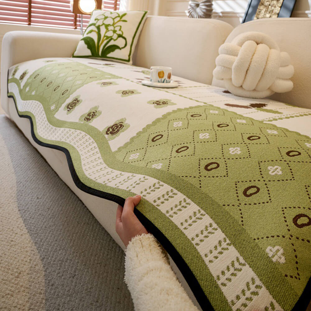 Chenille Krabbestendig Stof Pastorale Stijl Ongelijkvormige Antislip Bankhoes