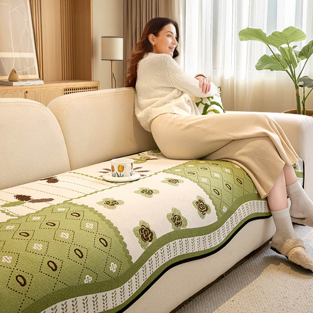 Chenille Krabbestendig Stof Pastorale Stijl Ongelijkvormige Antislip Bankhoes