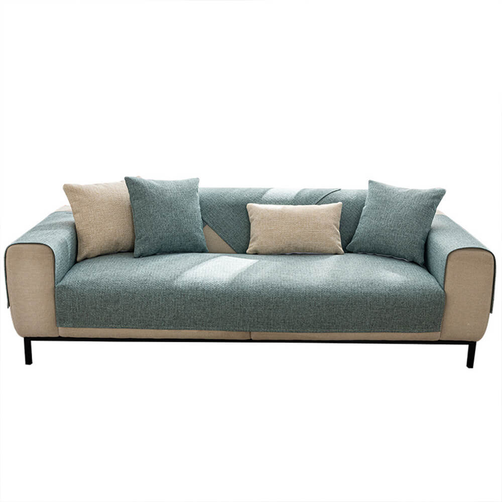 Minimalistische Effen Kleur Ademend Faux Linnen Bankhoes