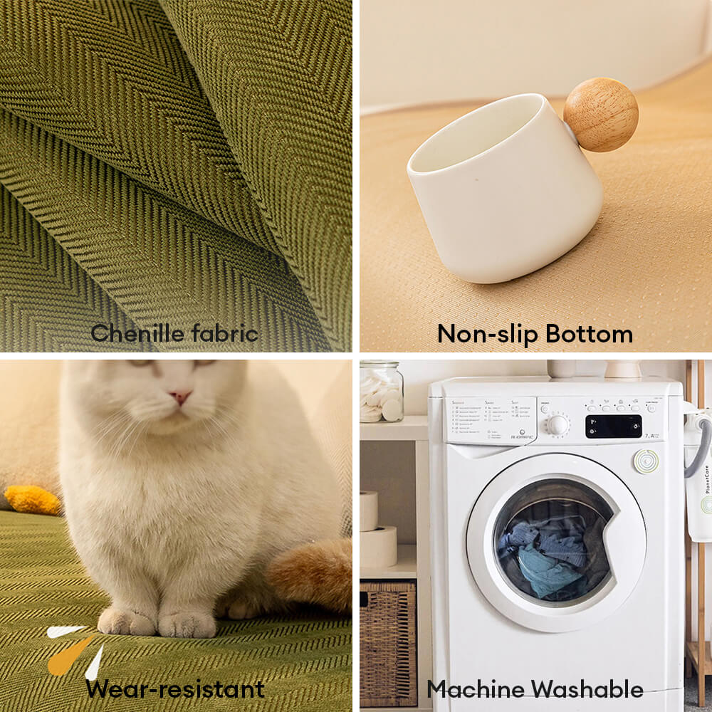 Minimalistische Herringbone Chenille Antislip Golvende Rand Bankhoes