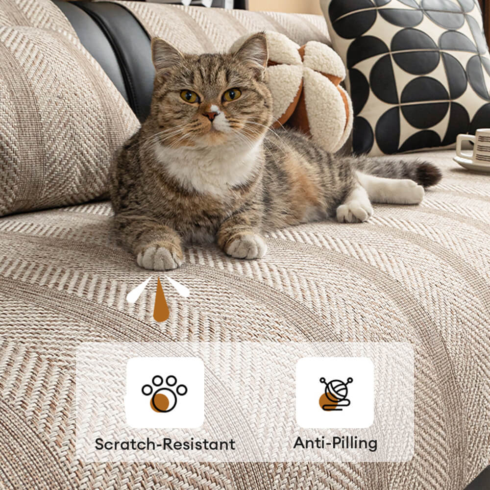 Minimalistische Visgraat Weave Ademend Faux Linnen All-Seizoenen Bankhoes