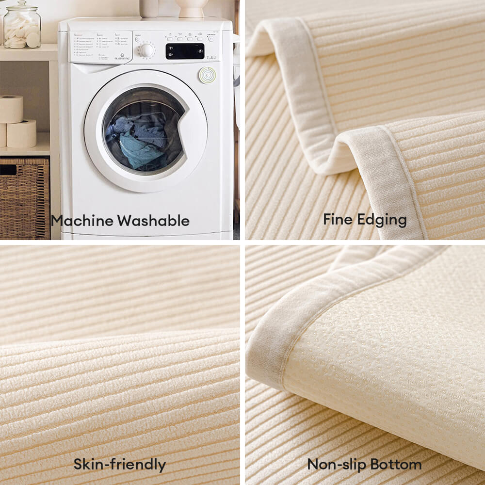 Moderne Crème Verticale Strepen Fleece Bankhoes voor Alle Seizoenen