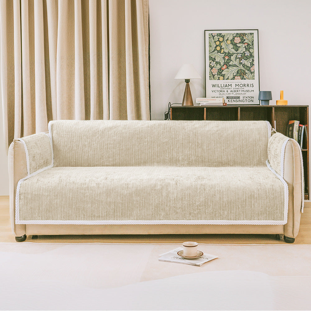 All-Seizoenen Antislip Gestreepte Huisdier Tapijt Meubelbeschermer met Armleuning Bankhoes - Blijf Stil