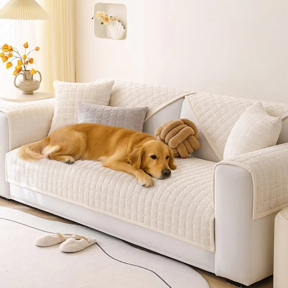 Gezellige Gequiltte Ruit Corduroy Verstevigde Antislip Bankhoes