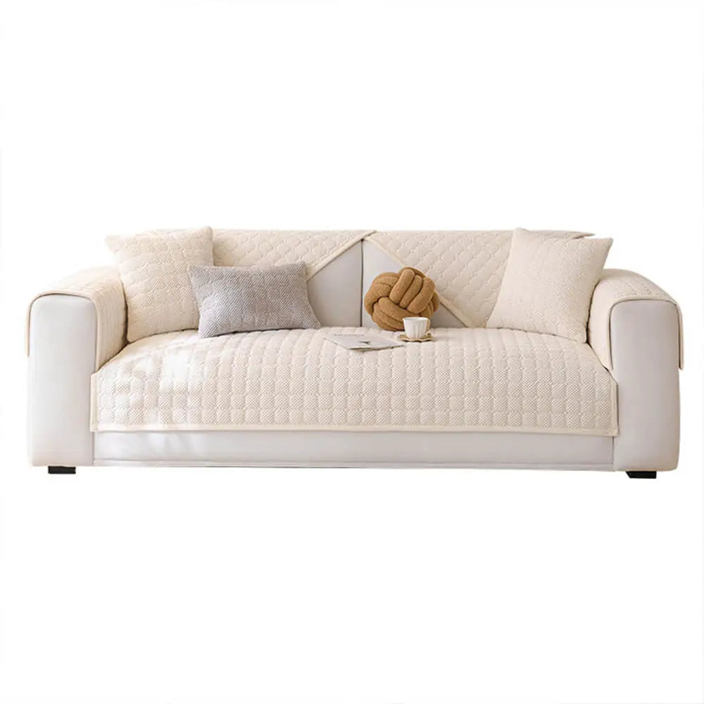 Gezellige Gequiltte Ruit Corduroy Verstevigde Antislip Bankhoes